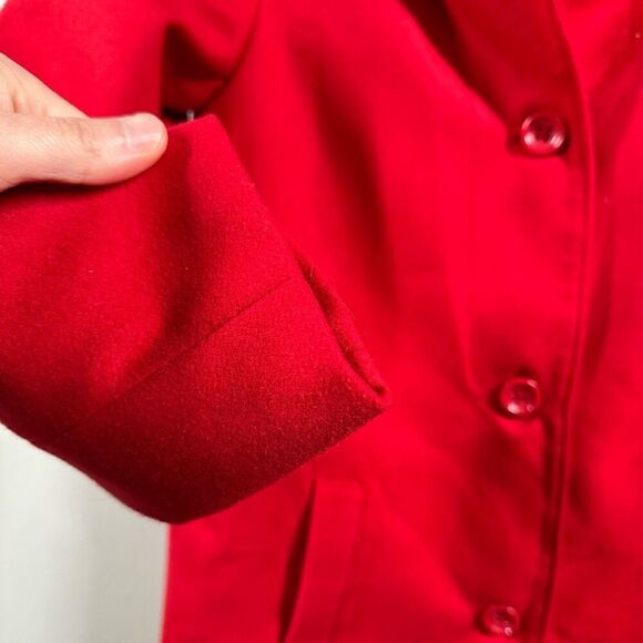 Gymboree red wool blend long waist pea coat girls size large 10-12 - Picture 3 of 8